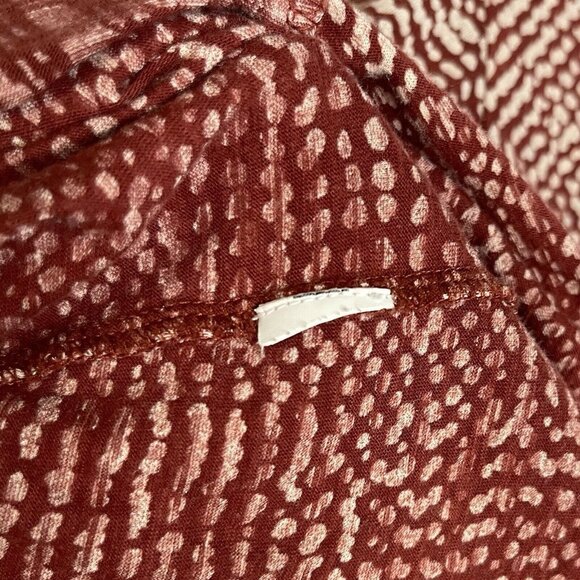 Lucky Brand Women's sz S Red Tan Print Boho Asymmetrical 3/4 Sleeve Top Shirt - Picture 8 of 8